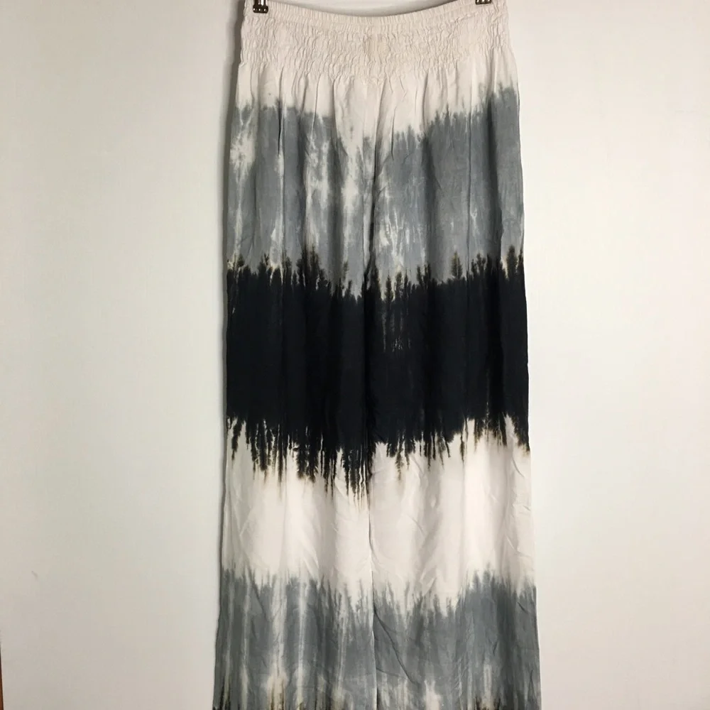 Tie-Dye Wide Leg Pants - Black & Gray - Picture 5 of 11